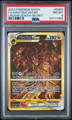 2023 POKEMON SWORD & SHIELD CROWN ZENITH SECRET FULL ART/GIRATINA VSTAR PSA 8 - Image 1