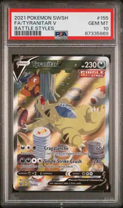 2021 Pokemon Battle Styles Tyranitar V Alt Art 155/163 PSA 10 GEM MINT - Image 1