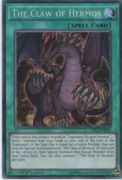Yugioh The Claw Of Hermos DRL2-EN013 Secret Rare 1st Edition LP - Image 1