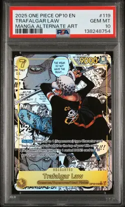 One Piece 2025 OP10-119 Manga Alt Art Trafalgar Law PSA 10 - Image 1
