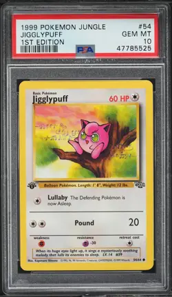 1999 Pokemon Card Jungle Set 1st Edition Jigglypuff #54 PSA 10 54/64 English - Image 1
