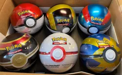 Brand New Sealed - Whole Case of 6 Pokemon TCG Trading Card Game Poke Ball Tins - Image 1