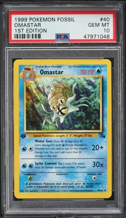 1999 Pokemon Card Fossil Set 1st Edition Omastar #40 PSA 10 40/62 Uncommon Eng - Image 1
