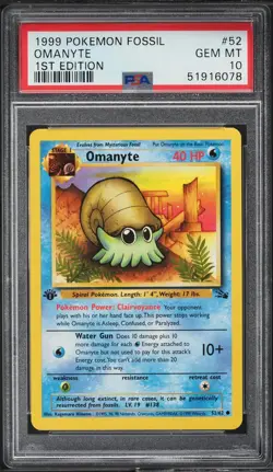 1999 Pokemon Card Fossil Set 1st Edition Omanyte #52 PSA 10 52/62 English - Image 1
