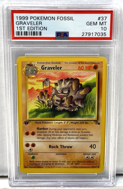 1999 Pokemon Card Fossil Set 1st Edition Graveler #37 PSA 10 37/62 Uncommon Eng - Image 1