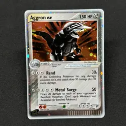 HOLO BLEED Aggron Ex 95/100 EX Sandstorm SWIRL 2003 Pokemon E-Series VTG Card NM - Image 1