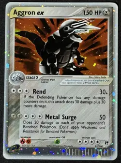 HOLO BLEED Aggron Ex 95/100 EX Sandstorm SWIRL 2003 Pokemon E-Series VTG Card NM - Image 2
