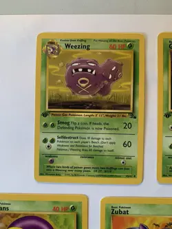 1st Edition Fossil Pokemon Card Lot - Weezing, Zubat, Grimer, Golbat, Ekans - Image 2