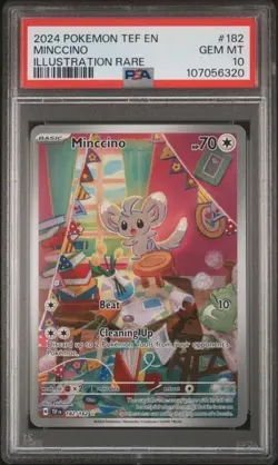 2024 POKEMON TEMPORAL FORCES MINCCINO ILLUSTRATION RARE 182/162 GEM MINT PSA 10 - Image 1