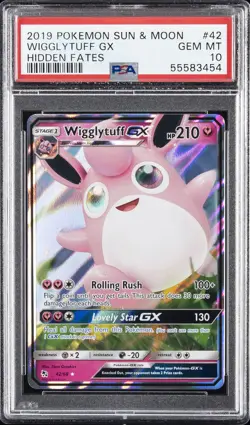 2019 POKEMON SUN & MOON HIDDEN FATES #42 WIGGLYTUFF GX PSA 10 - Image 1