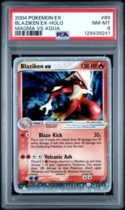 2004 POKEMON EX TEAM MAGMA VS TEAM AQUA #89 BLAZIKEN EX-HOLO PSA 8 - Image 1