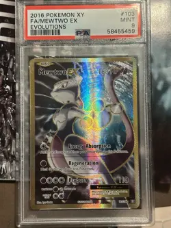 2016 Pokemon TCG XY Evolutions FA (Full Art) Mewtwo EX #103 Mint PSA 9 New - Image 1