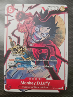 2025 One Piece Monkey D Luffy ST01-012 3rd Anniversary Super Rare - NM - Image 1