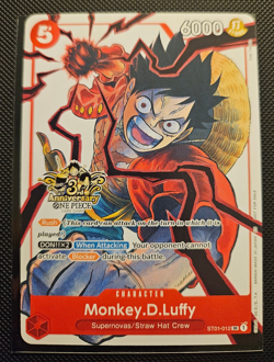 2025 One Piece Monkey D Luffy ST01-012 3rd Anniversary Super Rare - NM - Image 3