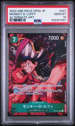JAPANESE ONE PIECE 2022 MONKEY D. LUFFY OP02-041 ALT ART PSA 10 GEM MINT - Image 1