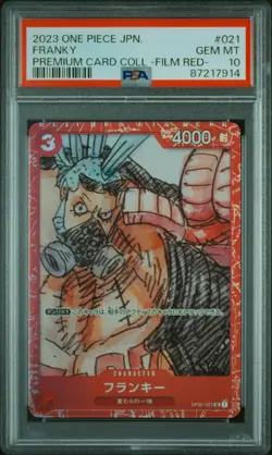 JAPANESE ONE PIECE 2023 FRANKY OP01-021 COLLECTIONFILM RED PSA 10 GEM MINT - Image 1