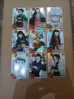 Demon Slayer Cards Lot of 9. tanjiro nezuko Inosuke Zenitsu Keimetsu no yaina #C - Image 1