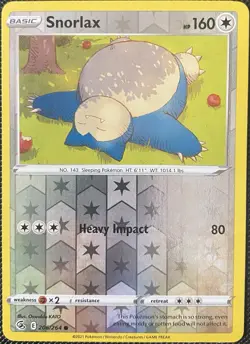 Snorlax 206/264 Swsh08: Fusion Strike Reverse Holo - Pokemon Card - Image 1