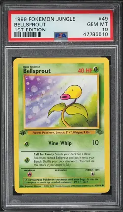 1999 Pokemon Card Jungle Set 1st Edition Bellsprout #49 PSA 10 English 49/64 - Image 1