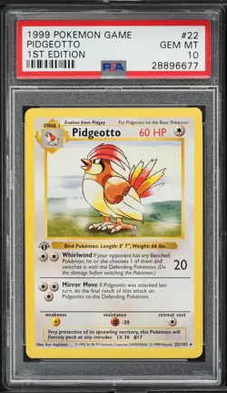 1999 Pokemon Card Base Set Shadowless 1st Edition Pidgeotto #22 PSA 10 English - Image 1
