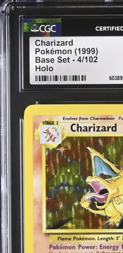 1999 Pokemon Base Set Charizard Holo #4/102 -- Graded CGC 9.5 Mint+ - Image 4