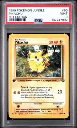 1999 Pokemon Jungle 1st Edition Pikachu 60 PSA 9 MINT - Image 1