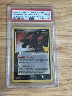 Pokemon 2021 Umbreon Gold Star Celebrations Classic Collection #17 PSA 9 Mint - Image 1