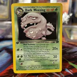 Pokemon TCG Team Rocket Dark Weezing 14/82 Holo Rare 1st Edition NM Swirl 🍥 - Image 1