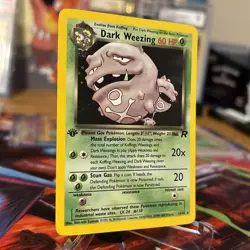 Pokemon TCG Team Rocket Dark Weezing 14/82 Holo Rare 1st Edition NM Swirl 🍥 - Image 3