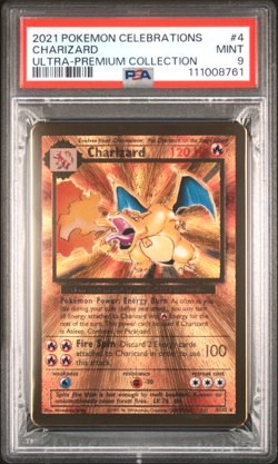 Pokemon 2021 Charizard #4 Gold Metal Ultra Premium Collection Celebrations PSA 9 - Image 1