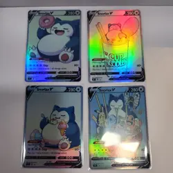 Lot of 4 Custom holo Snorlax V Pokemon Trading Card sleeved & top loaded - Image 1