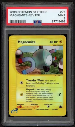 PSA 9 MINT Magnemite Reverse Holo Foil Skyridge Pokemon Card 76/144 - Image 1
