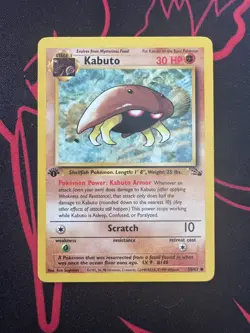 Pokemon TCG Kabuto Fossil 1st Edition Common Card 50/62 Regular 50/62 - Image 1