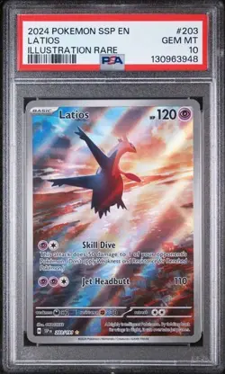 2024 Pokemon Surging Sparks Latios Illustration Rare #203 PSA 10 - Image 1