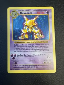 Pokemon TCG Alakazam Base Set 1/102 Holo Shadowless Holo Rare - Image 1