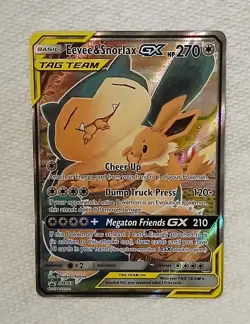 Eevee & Snorlax GX SM169 Pokemon Sun & Moon Promo Ultra Rare NM Full Art holo - Image 1