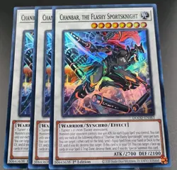 Yugioh! 3x Chanbar, the Flashy Sportsknight DOOD-EN083 Super Rare 1st Ed NM - Image 1