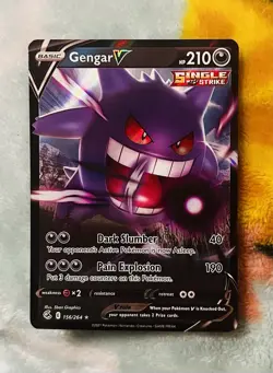 Pokemon TCG Gengar V Fusion Strike Holo Ultra Rare Card SWSH 156/264 Near Mint - Image 1