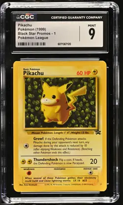 CGC 9 MINT Ivy Pikachu 1999 Black Star Promo 1 Pokemon League Pokemon Card - Image 1
