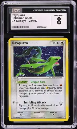 CGC 8 Rayquaza Holo EX Deoxys Jetstream Theme Deck 2005 Pokemon Card #22 - Image 1