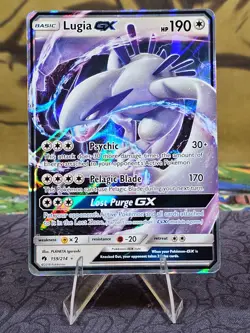 Pokemon TCG Lugia GX 159/214 Sun & Moon Lost Thunder Holo Ultra Rare Card NM- - Image 1