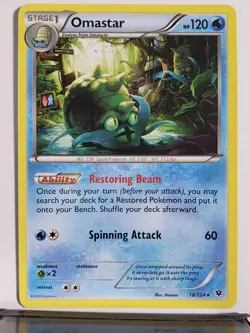Omastar 18/124 LP / VLP - RARE Non Holo XY Fates Collide Pokemon Card - Image 1
