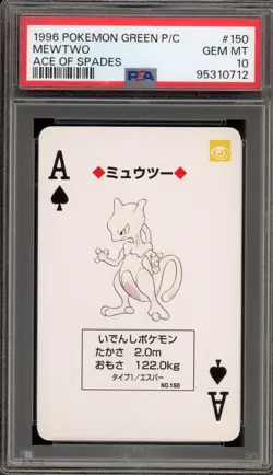 Pokemon Green Playing Cards Mewtwo Ace of Spades #150 PSA 10 Gem Mint - Image 1