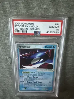 2004 Pokemon EX Hidden Legends Kyogre EX 94/101 PSA 10 Gem Mint Holo Rare Fresh - Image 1
