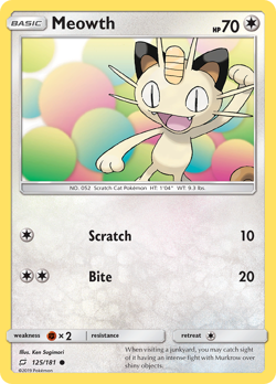 Pokemon - Meowth (125/181) [Sun & Moon: Team Up] Reverse Holo - Image 1