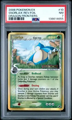 2006 POKEMON EX DRAGON FRONTIERS #10 SNORLAX-REVERSE FOIL PSA 7 - Image 1