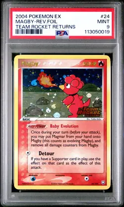 2004 POKEMON EX TEAM ROCKET RETURNS MAGBY #24 REVERSE PSA 9 MINT #113050019 - Image 1
