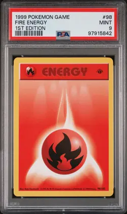 1999 POKEMON BASE SET 1ST EDITION #98 FIRE ENERGY PSA 9 - Image 1