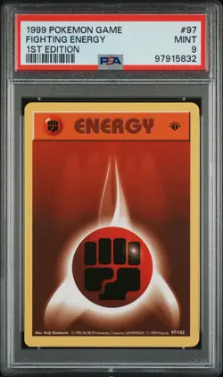 1999 POKEMON BASE SET 1ST EDITION #97 FIGHTING ENERGY PSA 9 - Image 1