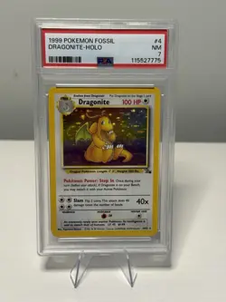 Pokemon Dragonite Holo PSA 7 Fossil Unlimited 4/62 - Image 1